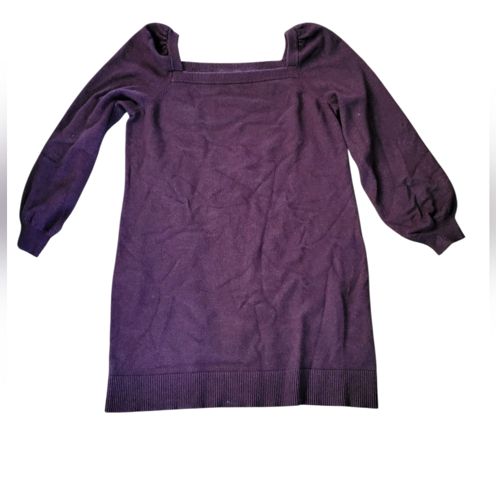 Purple Sweater Dress With Square Neck